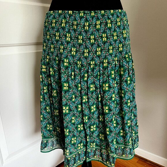 MAX Studio Teal Green Floral Midi Skirt - Picture 1 of 6
